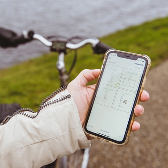 A patient is tracking her step count with C-Brace on her legs in New York and New Jersey