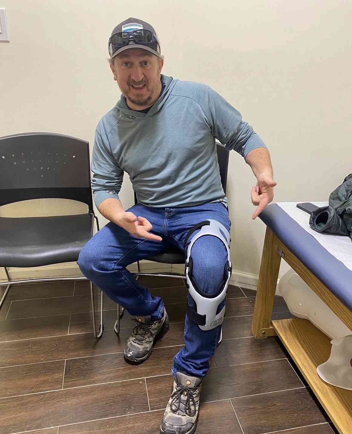 A Patient Pointing at his Custom Brace by Bio Dynamic Technologies in New York & New Jersey